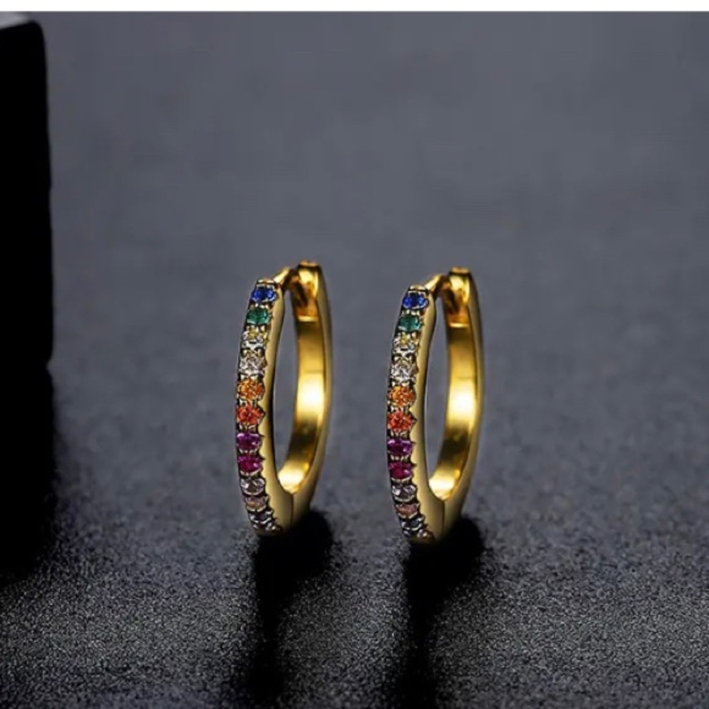 Rainbow Huggie Hoops 14KGP NEW